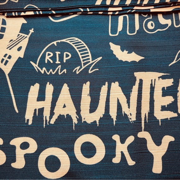 Halloween It’s Spooky Season Fabric Shower Curtain Metal Hooks Black Orange - Picture 2 of 11